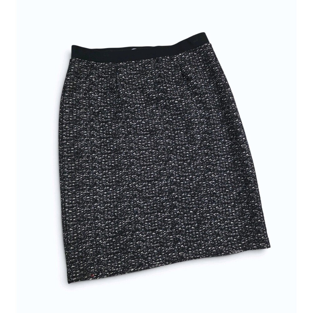 Cato Woman Metallic Tweed Knit Pencil Skirt Lined Black White Plus Size 14/16W